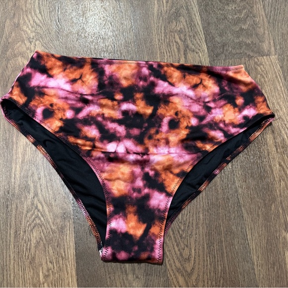 PINK Active Sport High Waist Push Up Bikini Pink Black Tie Dye Size XL - Picture 4 of 15